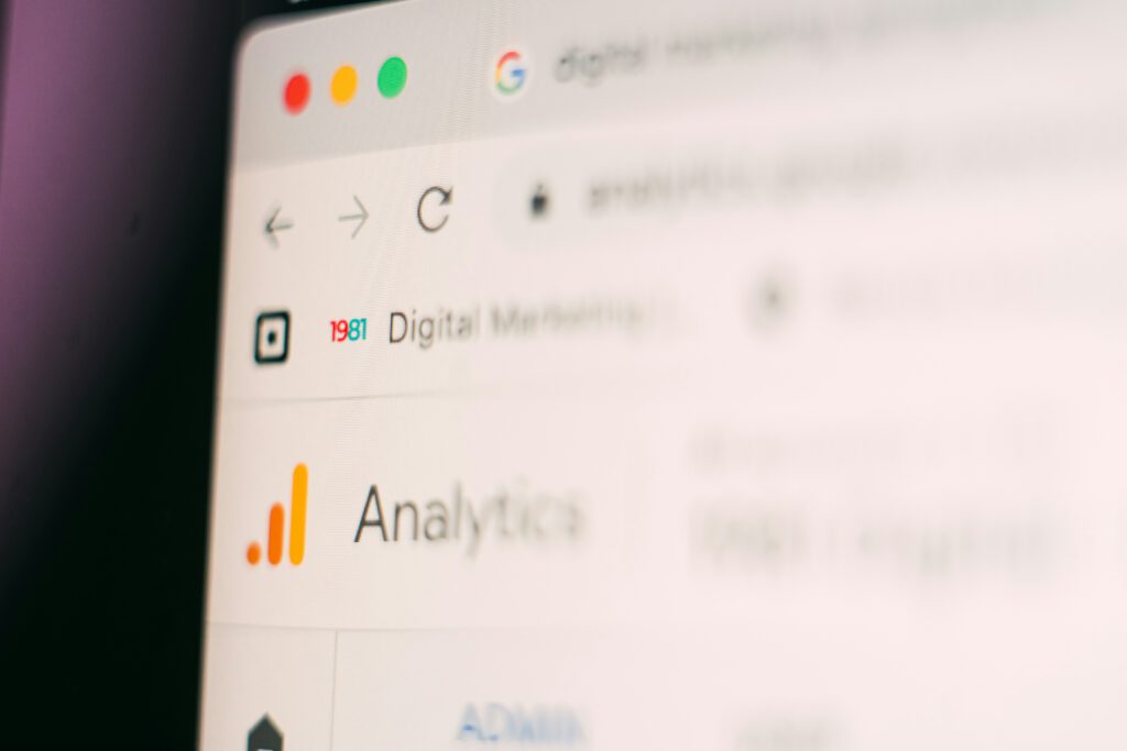 an image showing the google analytics tab that shows site analytics